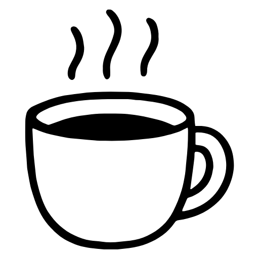 Graphik einer Kaffeetasse in schwarz-weiß, Logo von Café Kirschtorte